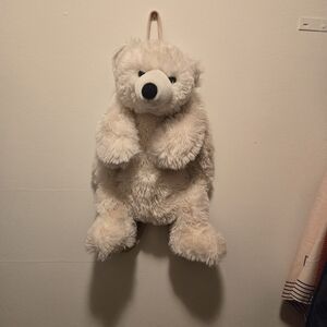 White teddy bear backpack